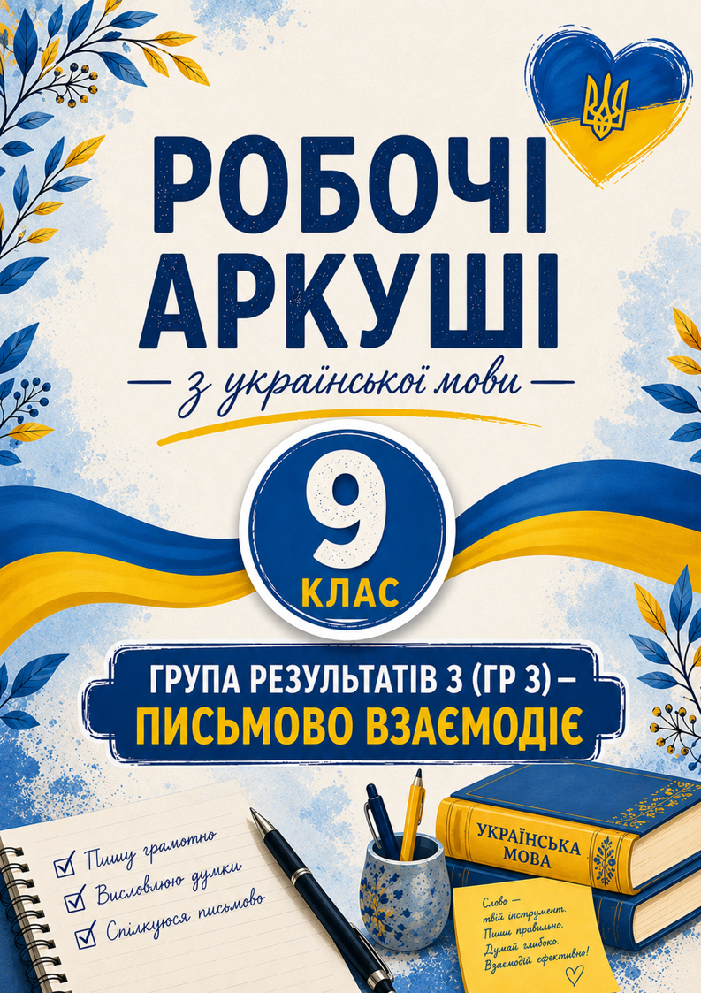 Збірник робочих аркушів з української мови для 9 класу НУШ (ГР 3 «Письмово взаємодіє») — Українська мова 9 клас